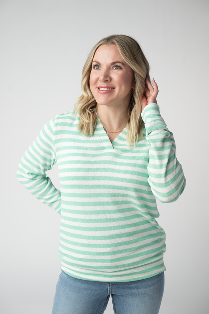 Michelle Mae Amelia Striped Hoodie - Green