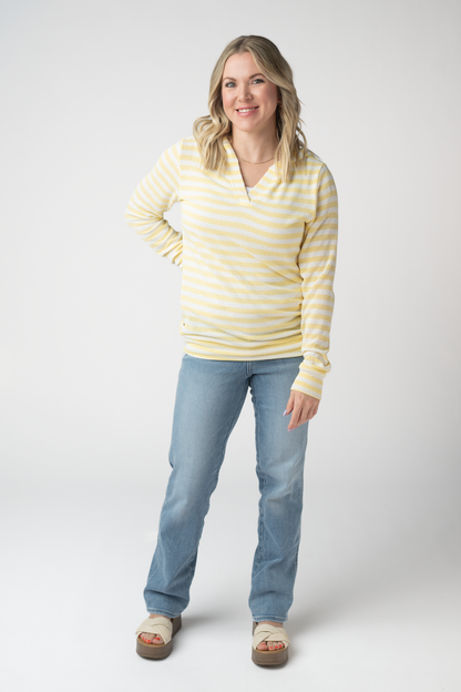 Michelle Mae Amelia Striped Hoodie - Lemon