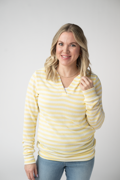 Michelle Mae Amelia Striped Hoodie - Lemon
