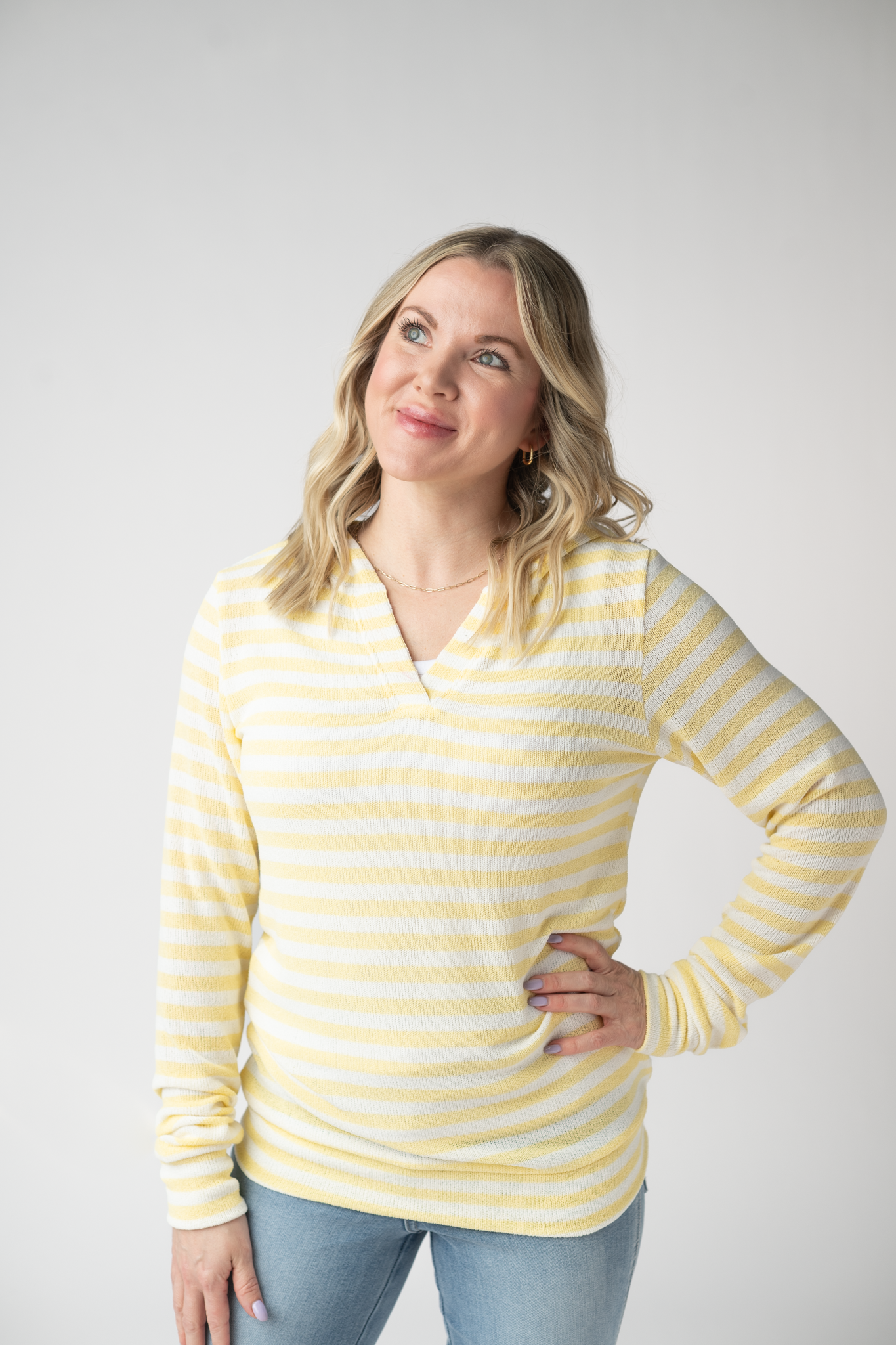 Michelle Mae Amelia Striped Hoodie - Lemon