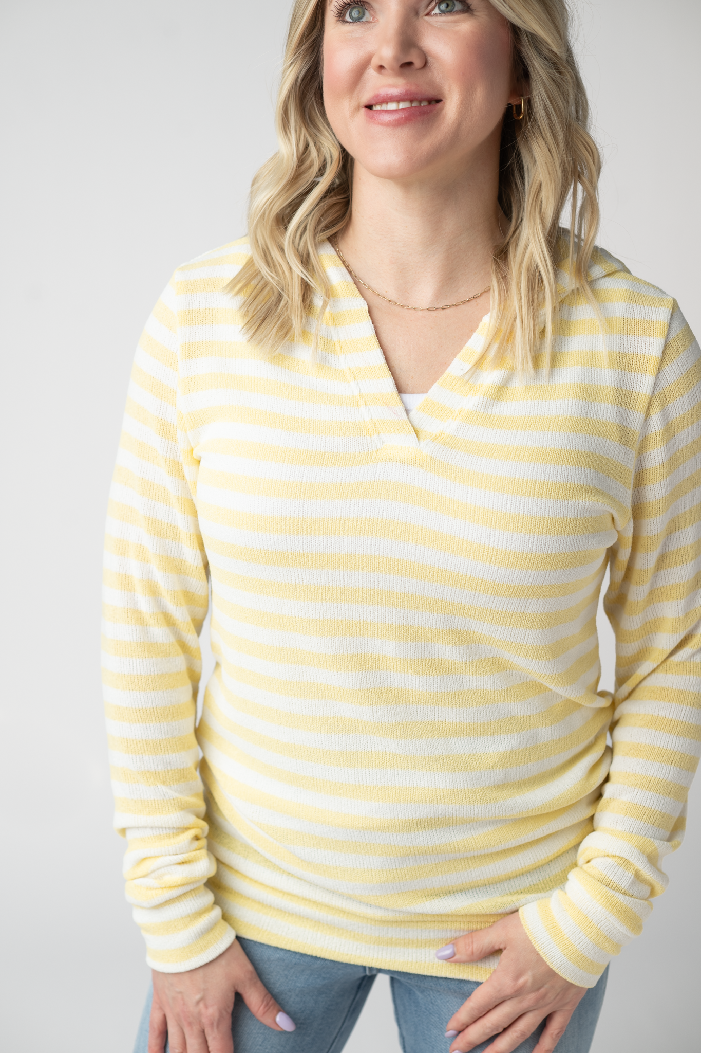 Michelle Mae Amelia Striped Hoodie - Lemon