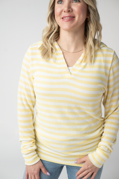 Michelle Mae Amelia Striped Hoodie - Lemon