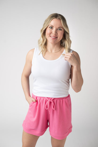 Michelle Mae Weslie Waffle Shorts - Pink