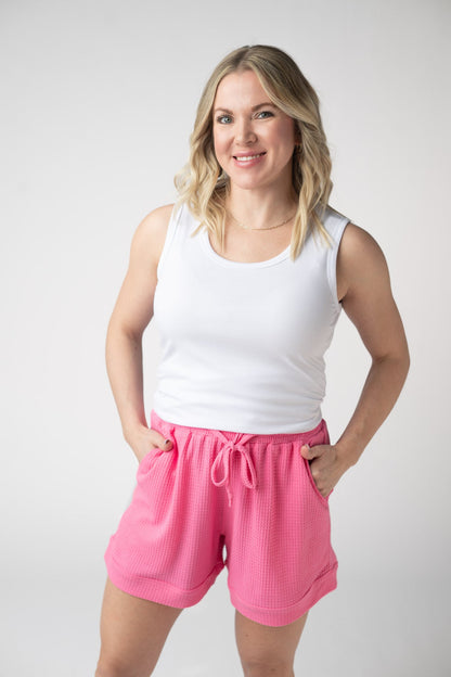 Michelle Mae Weslie Waffle Shorts - Pink