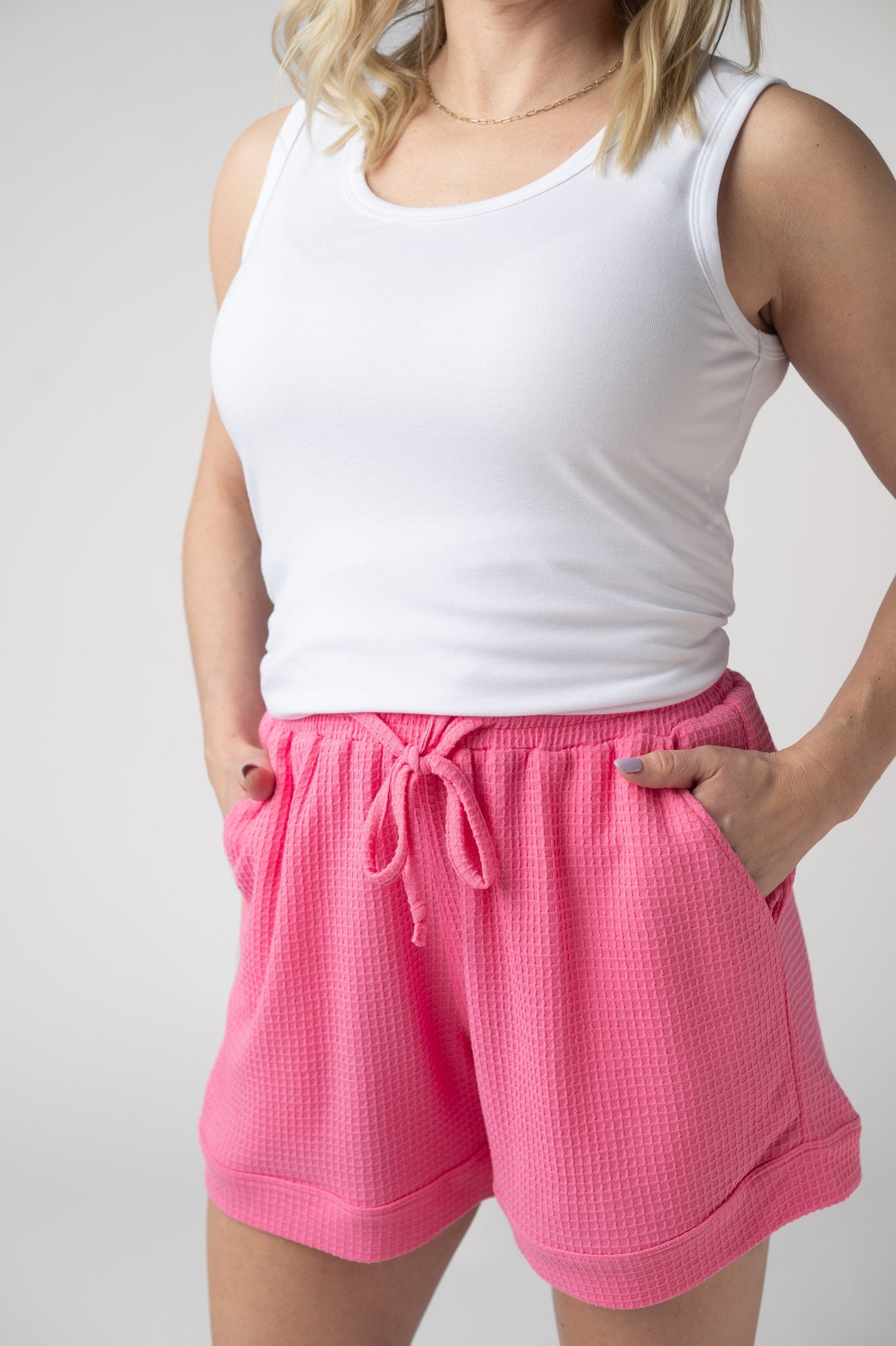 Michelle Mae Weslie Waffle Shorts - Pink