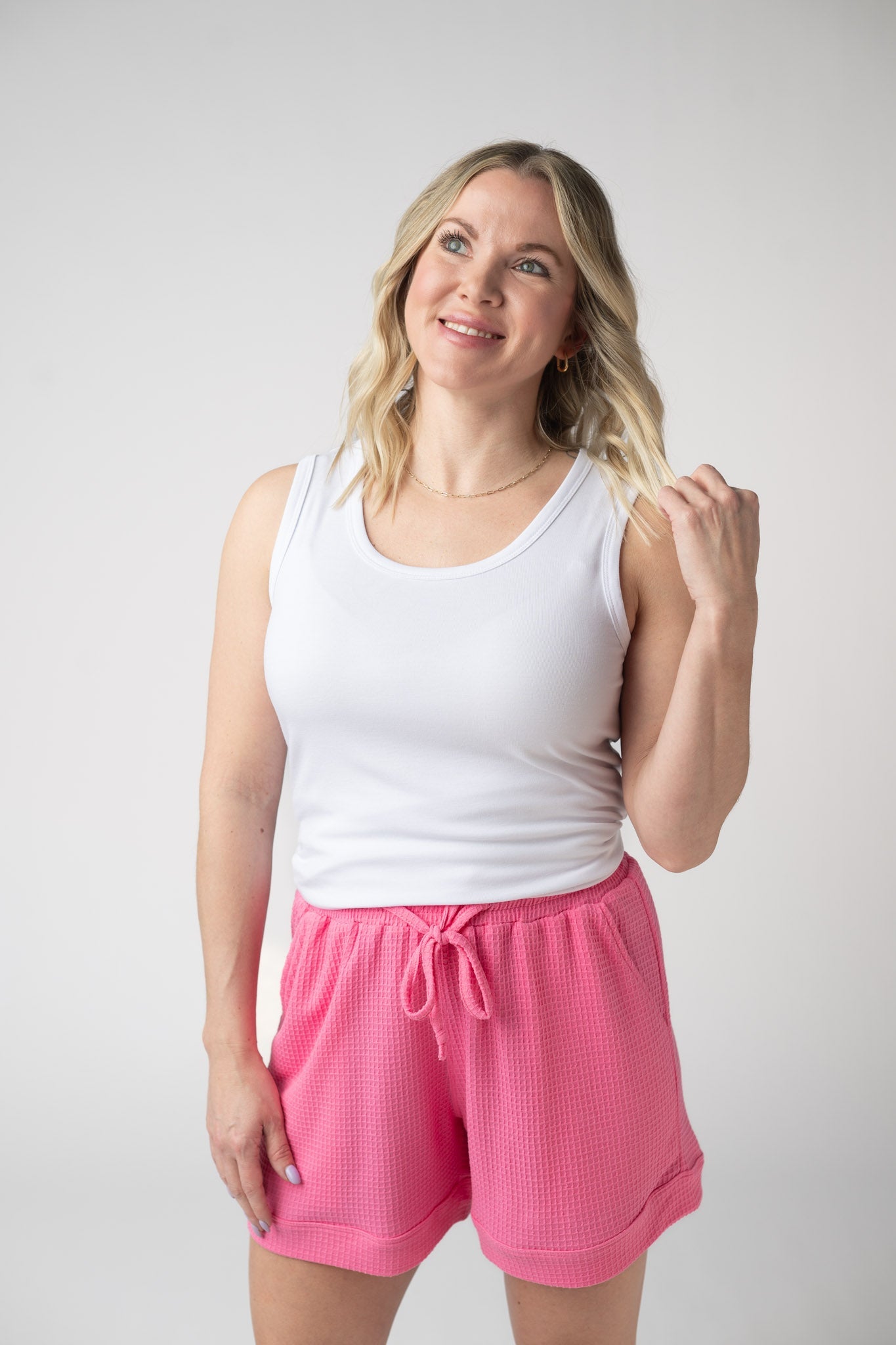 Michelle Mae Weslie Waffle Shorts - Pink