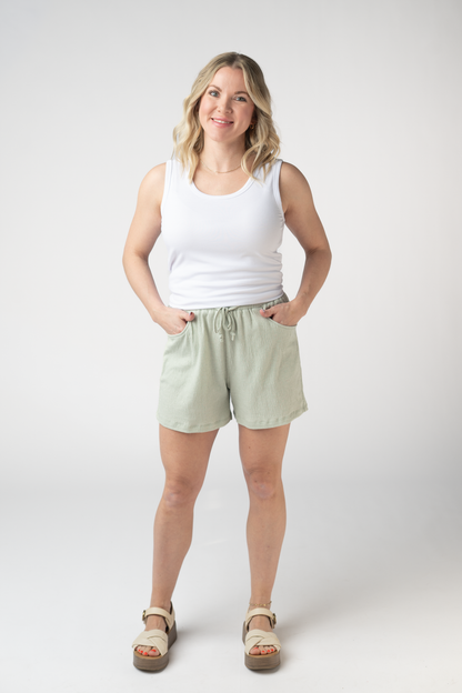 Michelle Mae Candice Crinkle Shorts - Light Green