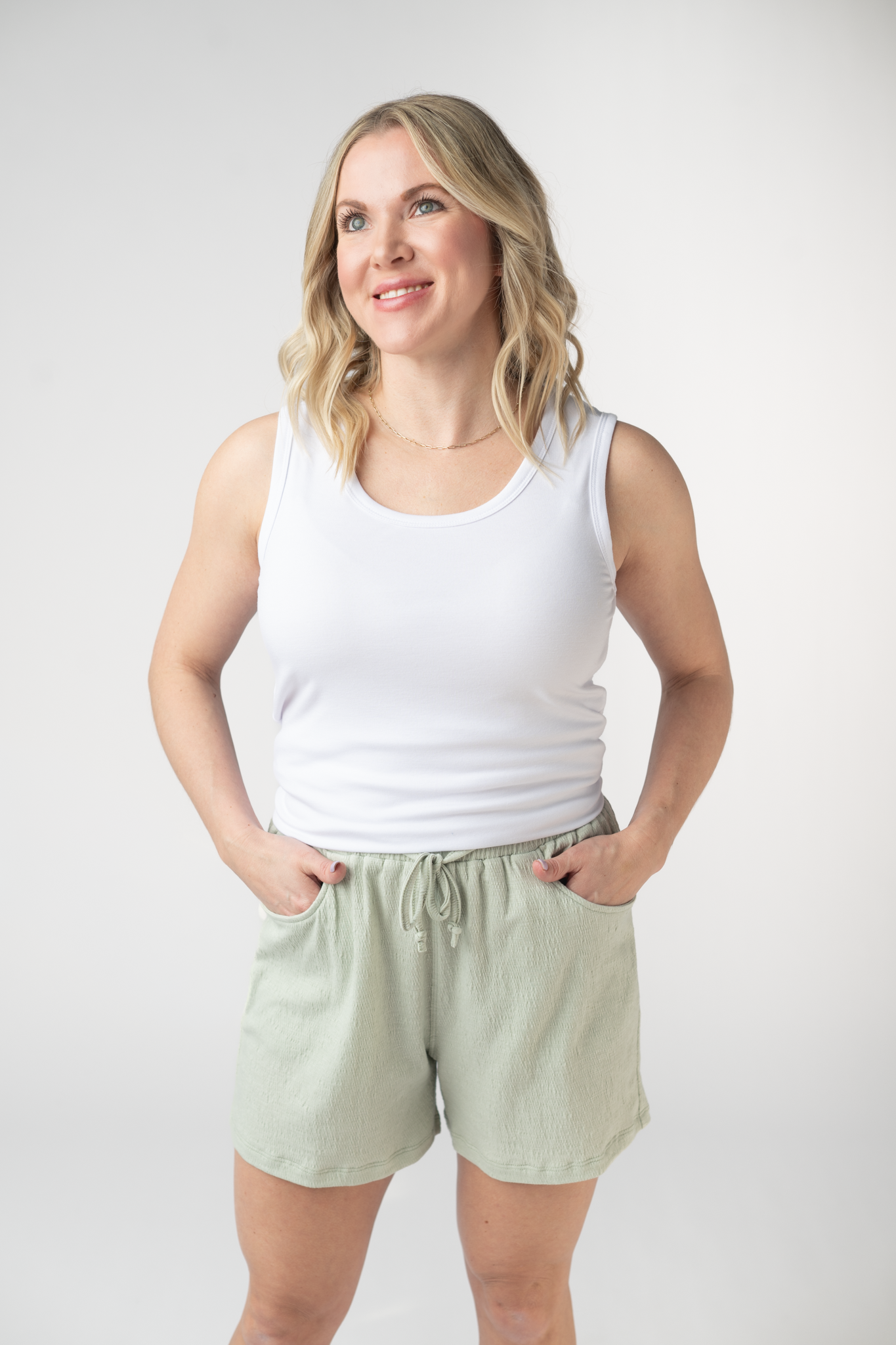 Michelle Mae Candice Crinkle Shorts - Light Green