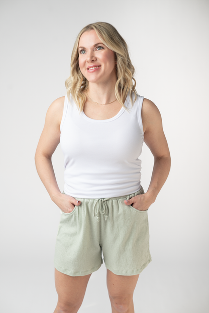 Michelle Mae Candice Crinkle Shorts - Light Green