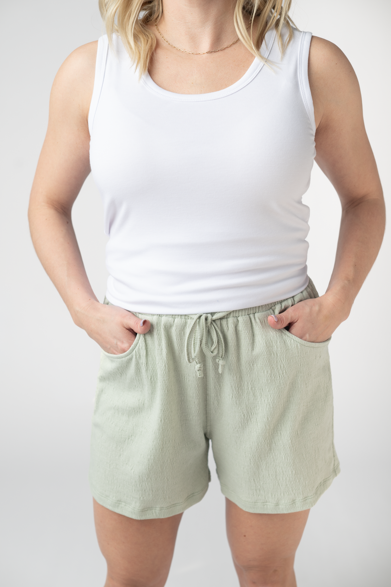 Michelle Mae Candice Crinkle Shorts - Light Green