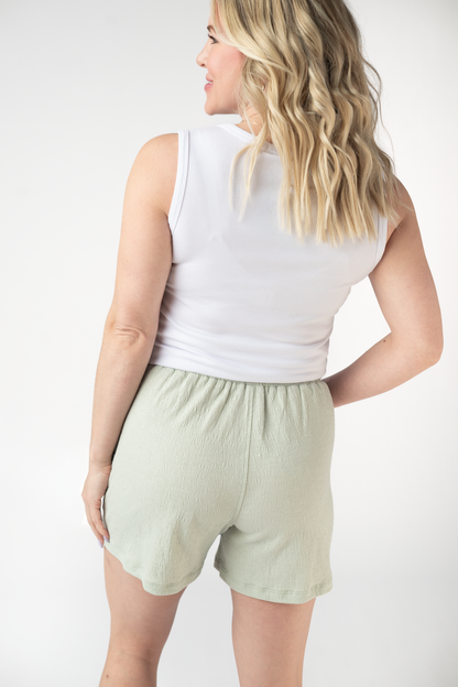 Michelle Mae Candice Crinkle Shorts - Light Green