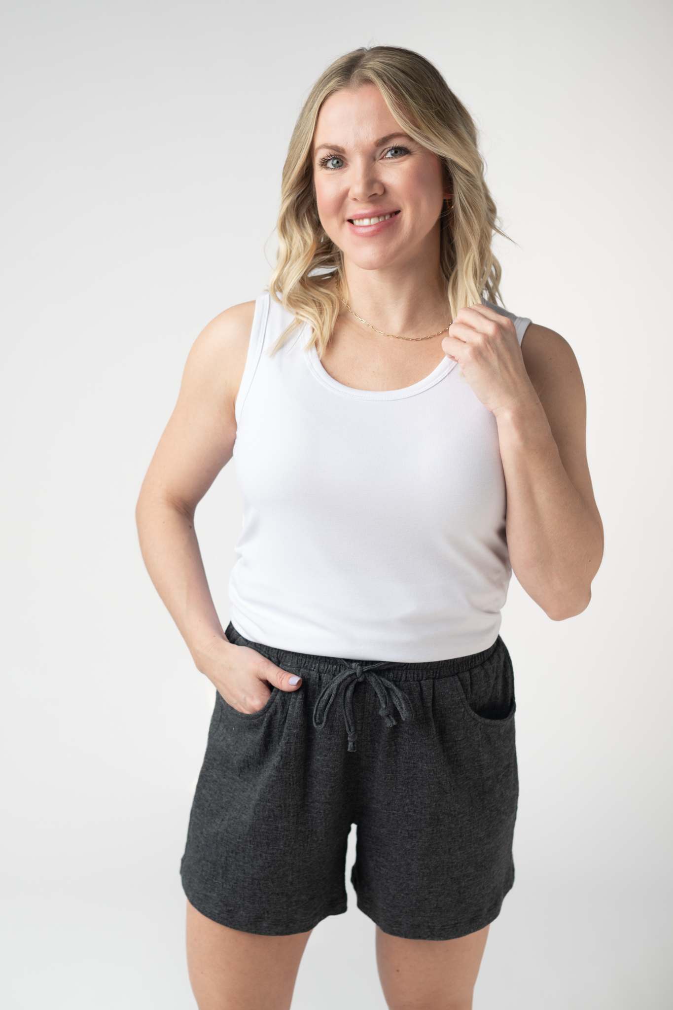 Michelle Mae Candice Crinkle Shorts - Charcoal