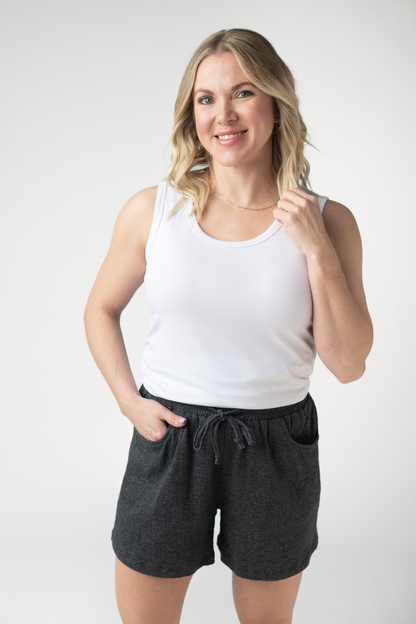 Michelle Mae Candice Crinkle Shorts - Charcoal