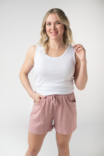 Michelle Mae Candice Crinkle Shorts - Dusty Rose