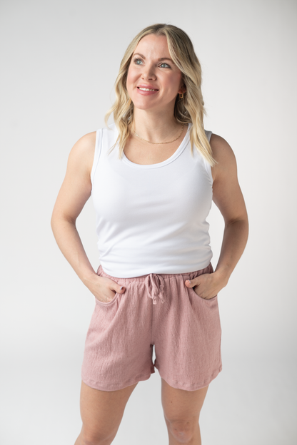 Michelle Mae Candice Crinkle Shorts - Dusty Rose