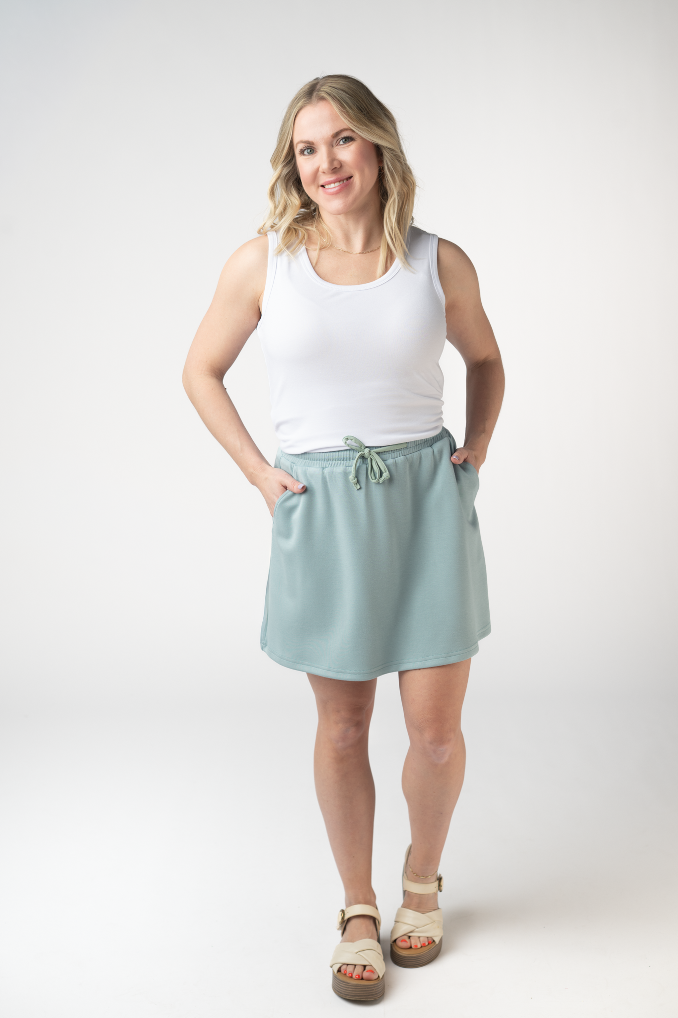 Michelle Mae Serena Luxe Skort - Ocean Blue