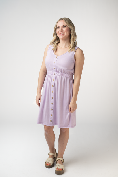Michelle Mae Beverly Button Dress - Lavender