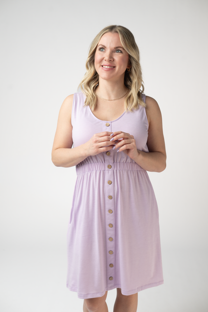 Michelle Mae Beverly Button Dress - Lavender