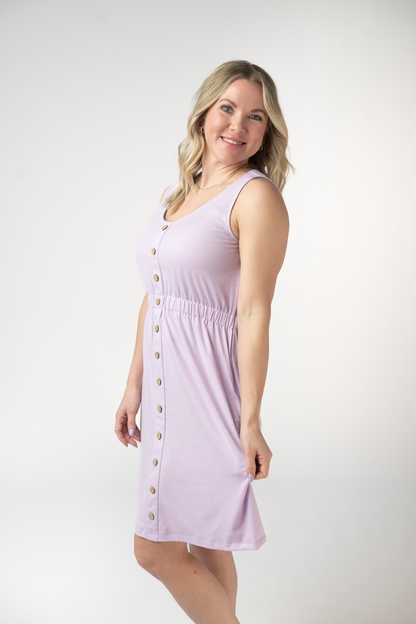 Michelle Mae Beverly Button Dress - Lavender