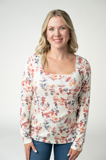 Michelle Mae Alyssa Long Sleeve Top - Autumn Watercolor