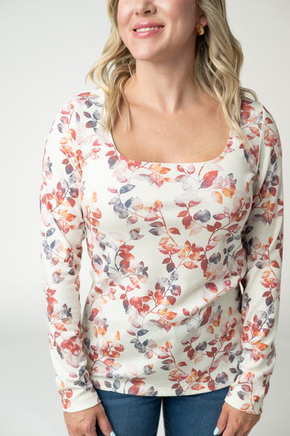 Michelle Mae Alyssa Long Sleeve Top - Autumn Watercolor