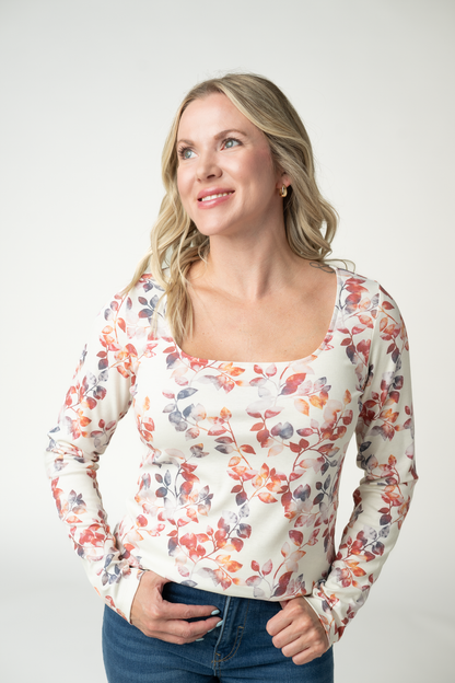 Michelle Mae Alyssa Long Sleeve Top - Autumn Watercolor