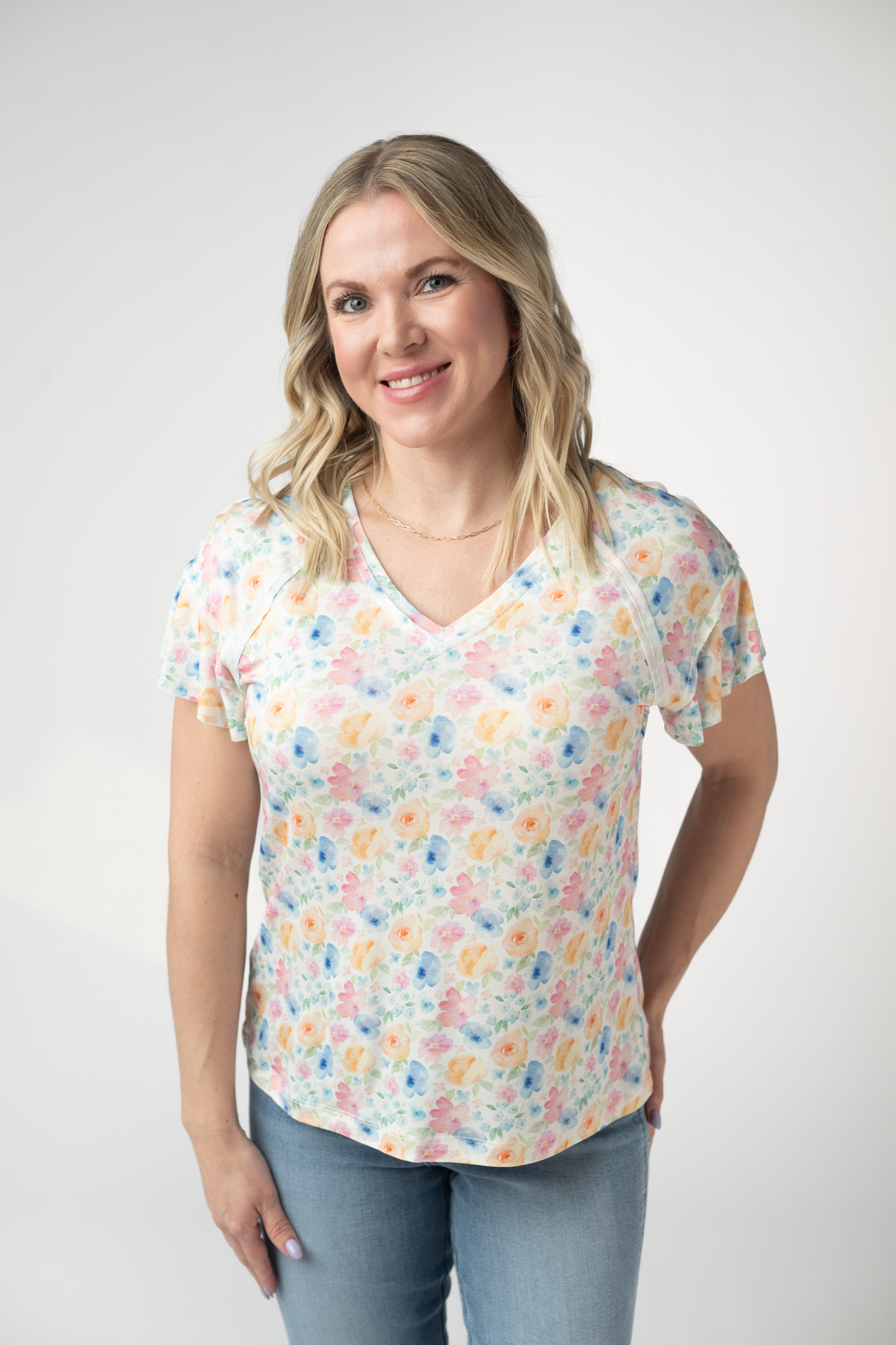 Michelle Mae Raelynn V-Neck Top - Petal Gardens
