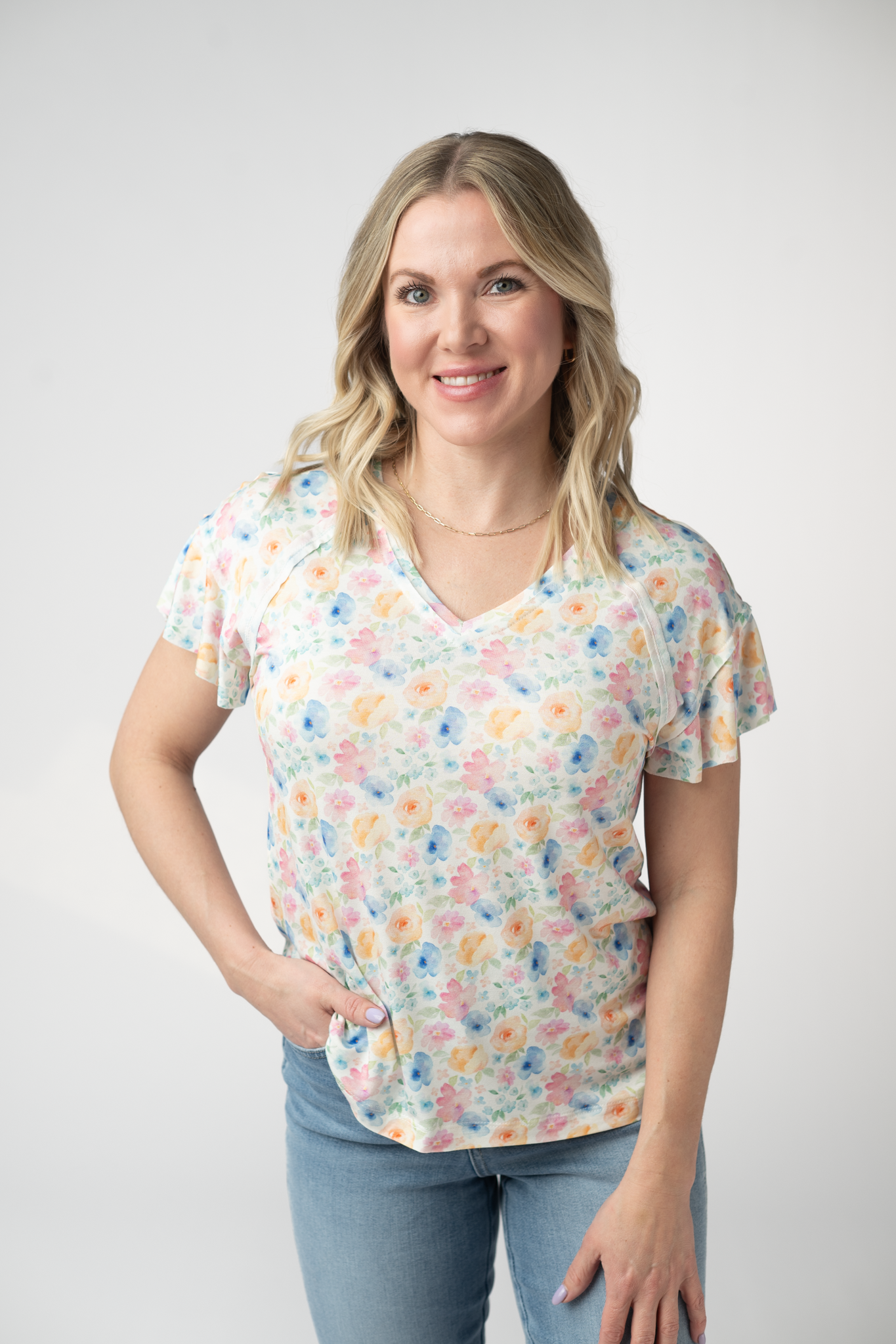 Michelle Mae Raelynn V-Neck Top - Petal Gardens