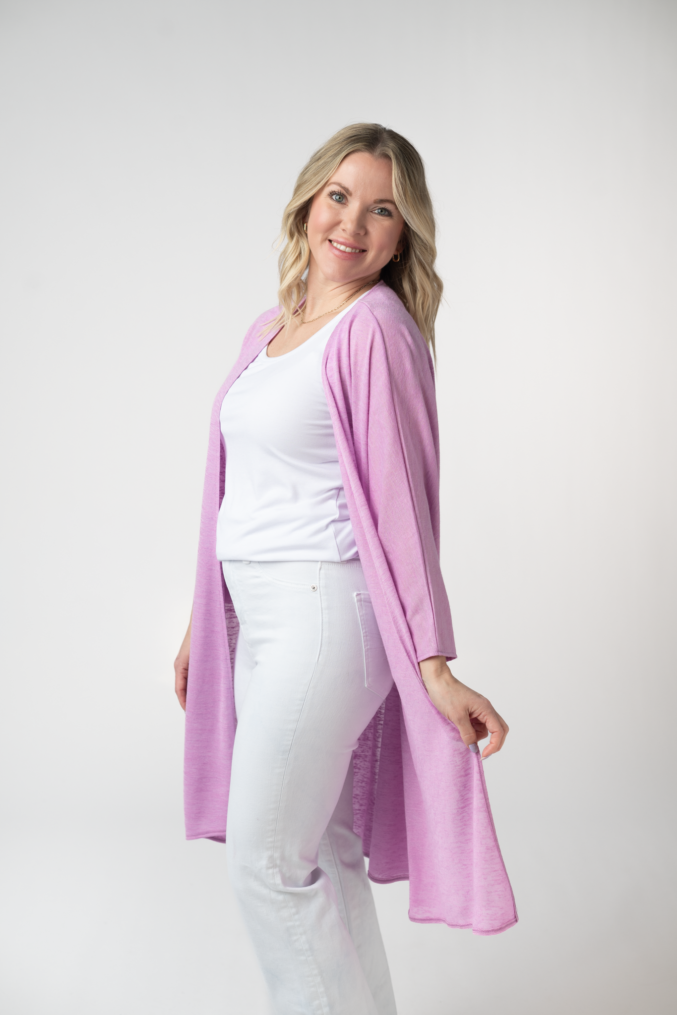 Michelle Mae Ellie Cover-Up Kimono - Lilac