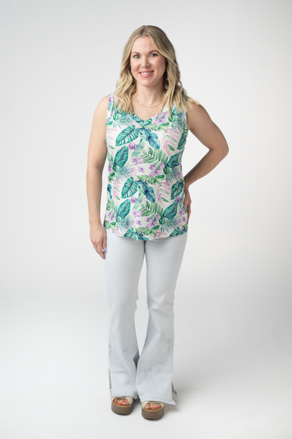 Michelle Mae Noelle Tank - Tropical Leaf