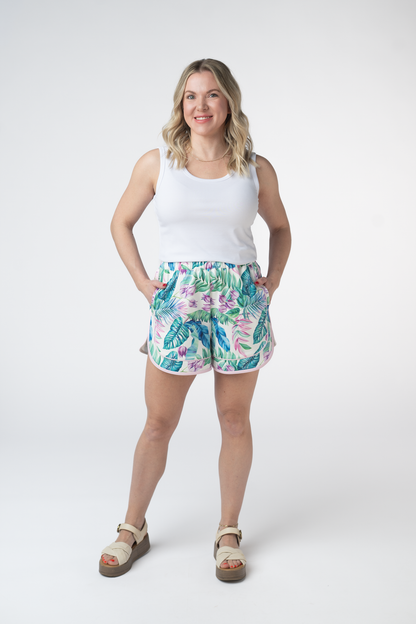 Michelle Mae Dolphin Shorts - Tropical Leaf