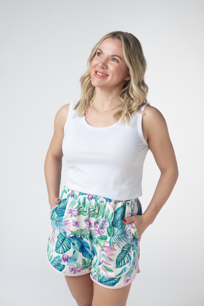 Michelle Mae Dolphin Shorts - Tropical Leaf