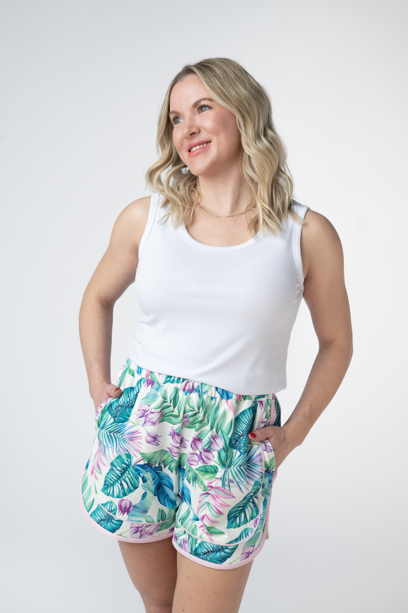Michelle Mae Dolphin Shorts - Tropical Leaf