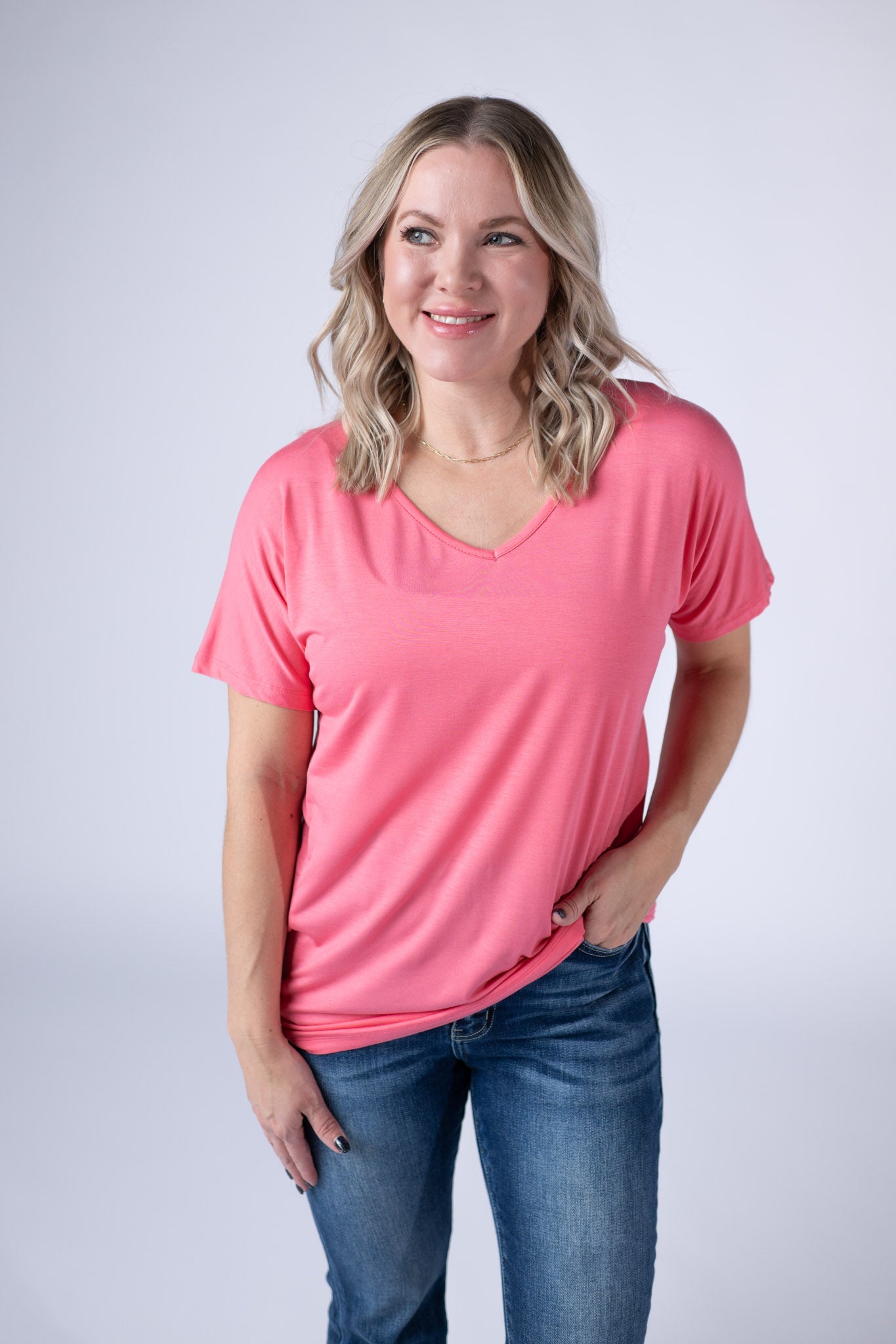 Michelle Mae Chloe Cozy Tee - Sun Kissed Coral