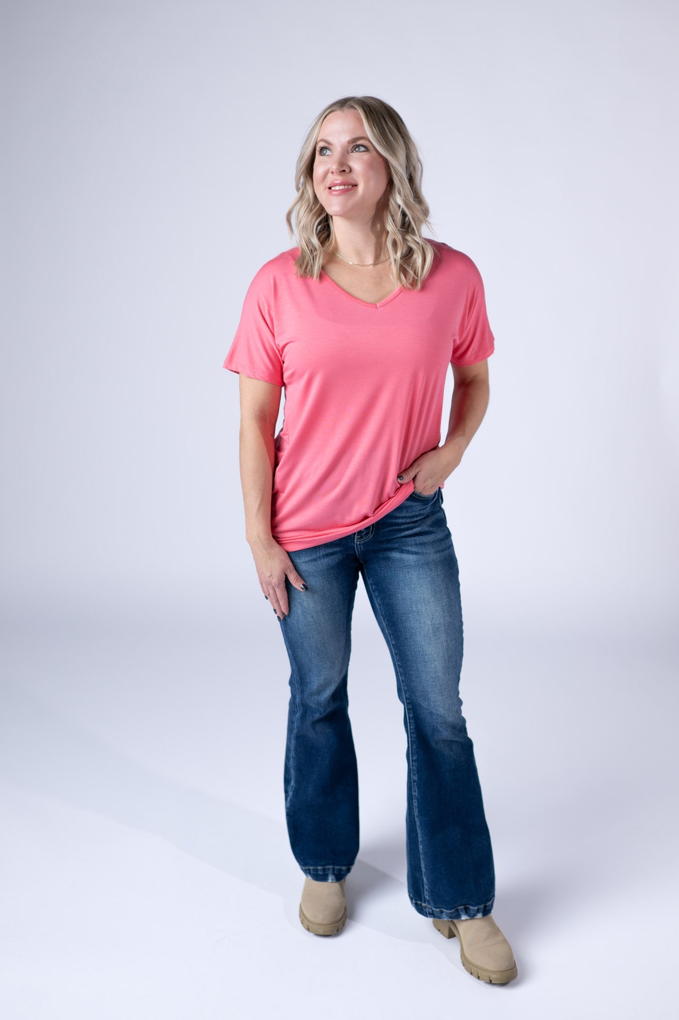 Michelle Mae Chloe Cozy Tee - Sun Kissed Coral