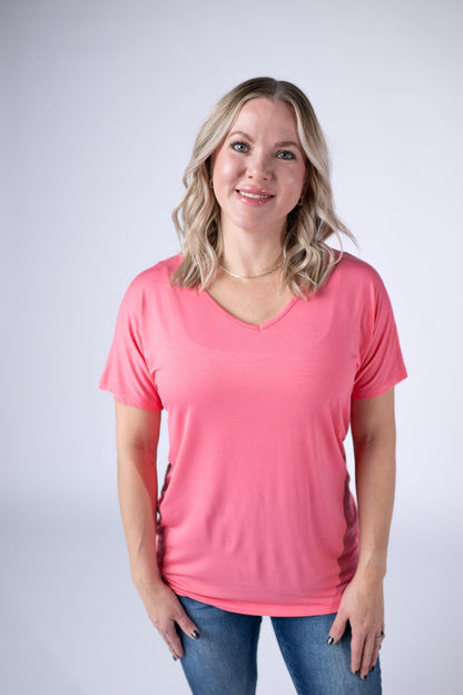 Michelle Mae Chloe Cozy Tee - Sun Kissed Coral