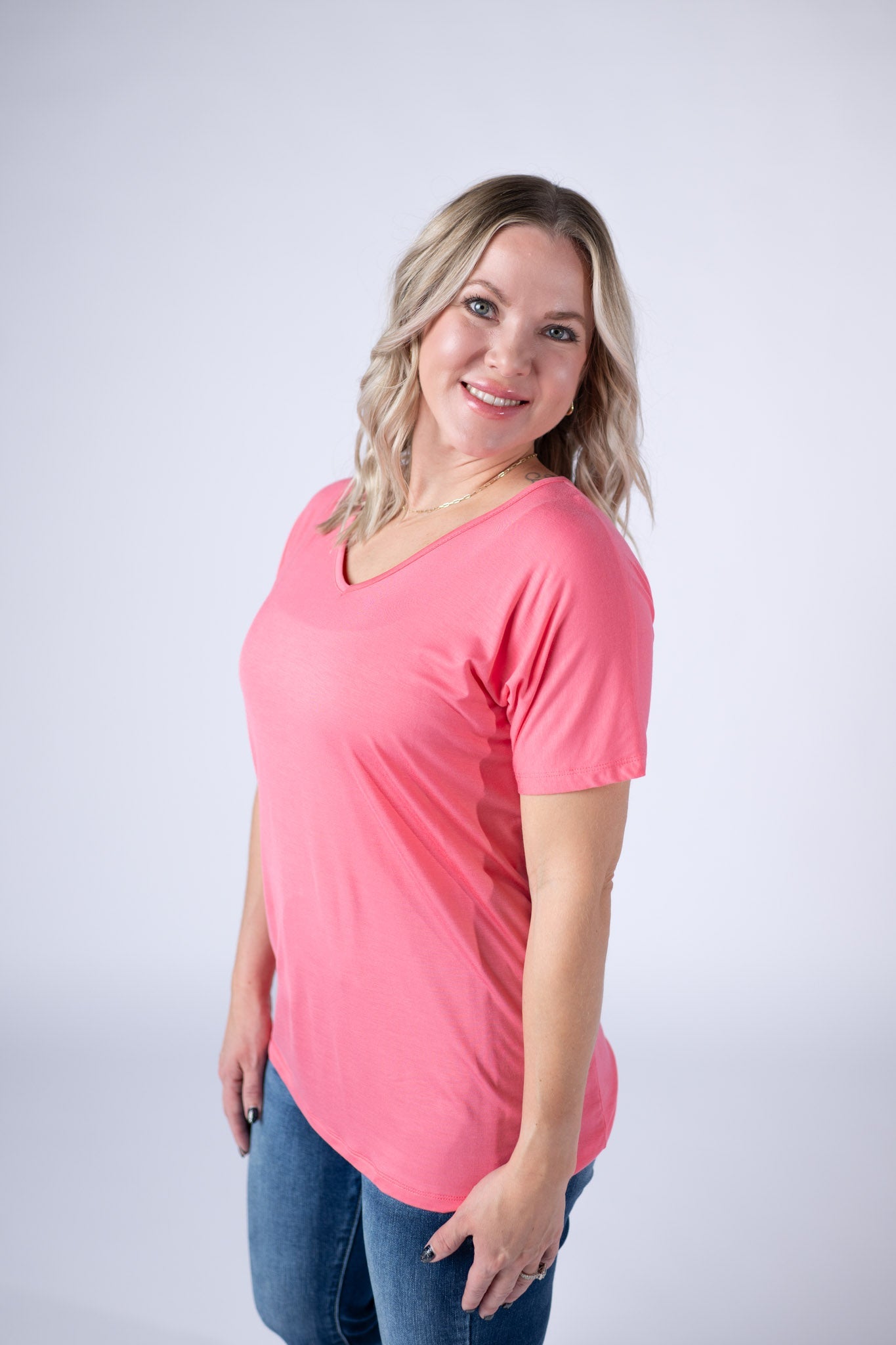 Michelle Mae Chloe Cozy Tee - Sun Kissed Coral