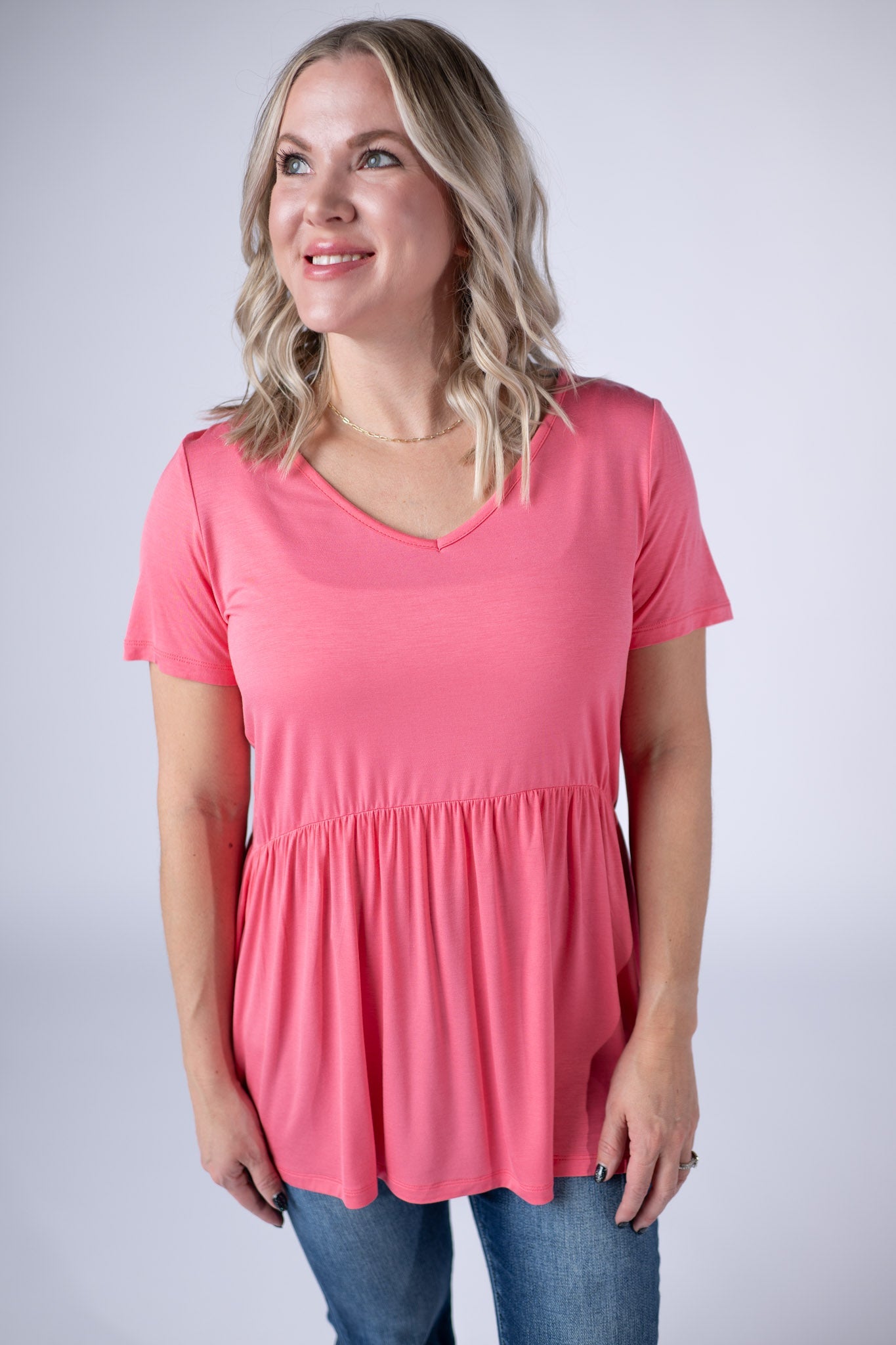Michelle Mae Sarah Ruffle Short Sleeve - Sun Kissed Coral
