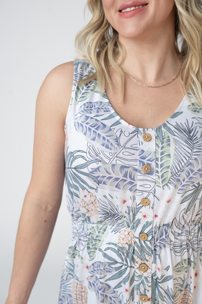 Michelle Mae Beverly Button Dress - Pineapple Leaf