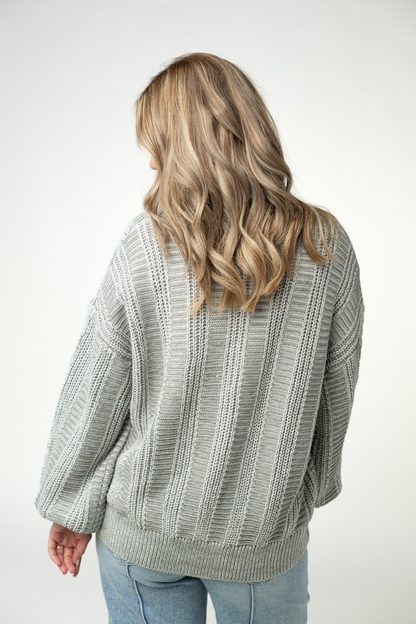 Michelle Mae Cable Cardigan - Grey
