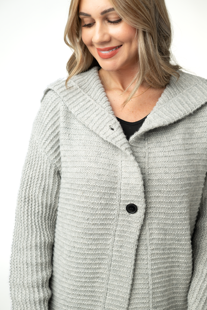 Michelle Mae Lillian Long Hooded Cardigan - Grey