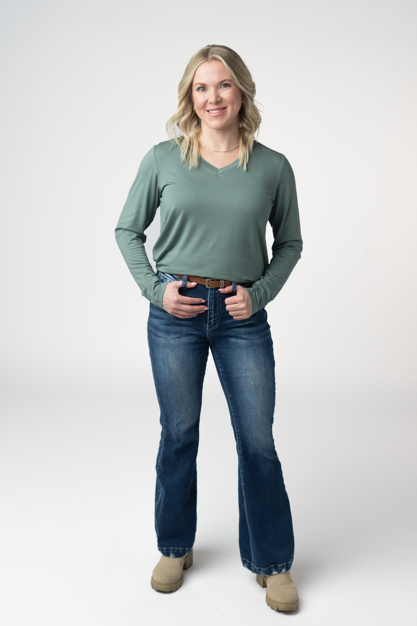 PREORDER: Michelle Mae Larissa Long Sleeve - Dusty Jade