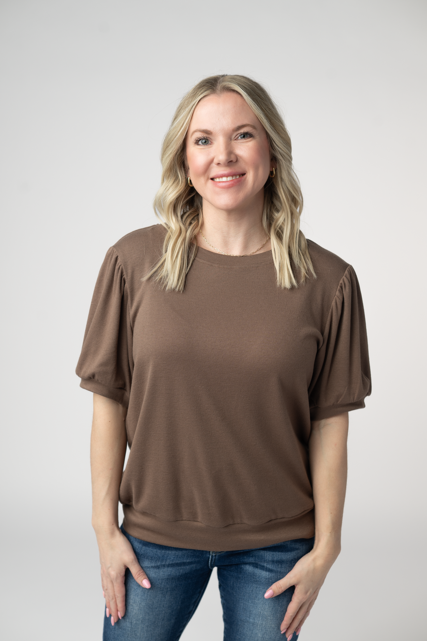 Michelle Mae Katie Cozy Top - Mocha