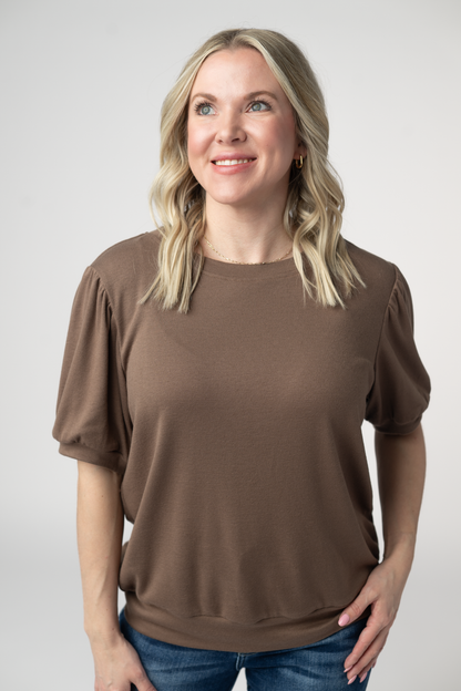 Michelle Mae Katie Cozy Top - Mocha
