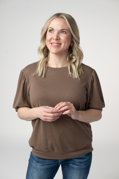Michelle Mae Katie Cozy Top - Mocha