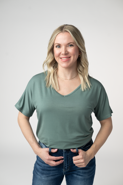 Michelle Mae Chloe Cozy Top - Dusty Jade