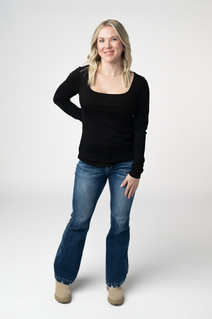 Michelle Mae Alyssa Long Sleeve Top - Black