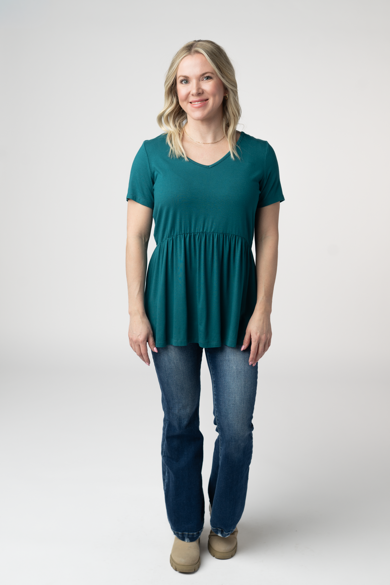 Michelle Mae Sarah Ruffle Short Sleeve - Teal