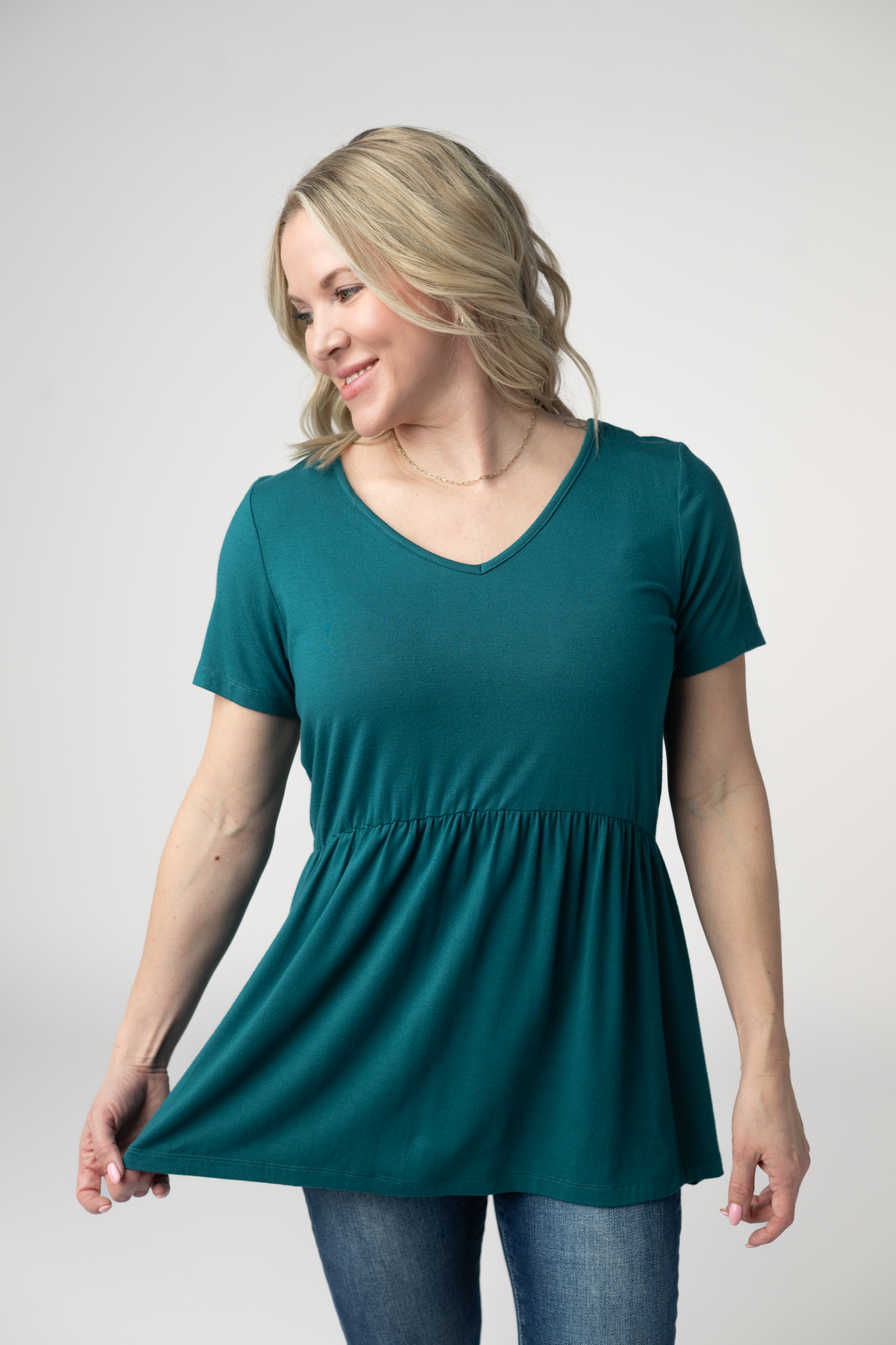 Michelle Mae Sarah Ruffle Short Sleeve - Teal