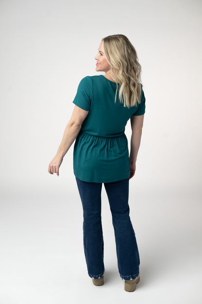 Michelle Mae Sarah Ruffle Short Sleeve - Teal